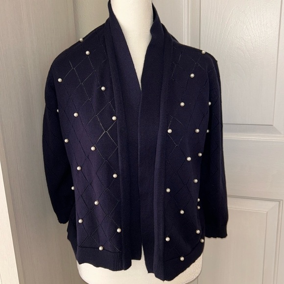 Love Ever After Sweater Navy with Pearls, Small - Picture 1 of 3